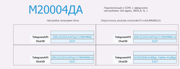 Отправка статусов входов в телеграмм М20004ДА